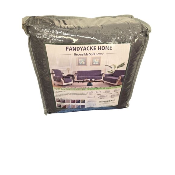 Fandyacke Home Reversible Sofa Cover Grey/ Light Grey 78in New - Picture 1 of 6